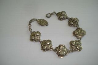 Rare Antique Sterling Silver Rosary Creed Rose Saint Bracelet Catholic Religious