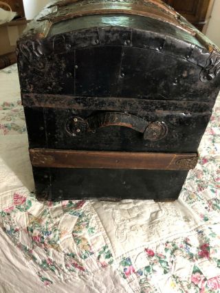 Vintage 1800 ' s Metal Inlay Camel Back Steamer Trunk (Extremely Rare) 2