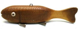 Vintage Otis Lael Button Eye Bass Folk Art Fish Spearing Decoy Ice Fishing Lure