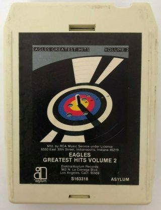 Eagles Greatest Hits Volume 2 Rare S163318 Asylum Records 8 Track Cartridge Tape