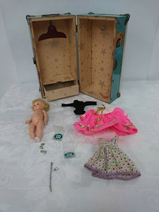 1950s Vintage Jill By Vogue Dolls Jewels Jointed 8 " Ginny Clone Doll Trunk Dress