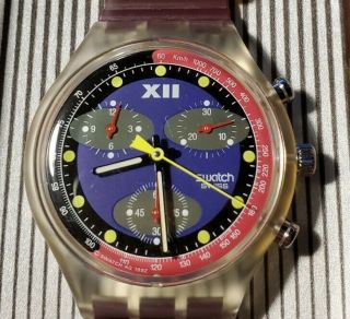 Vintage 1993 Originals Swatch Chrono Blue Chip Watch Sck101 Chronograph