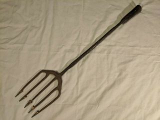 Antique Hand - Forged Iron Ice Fishing Spear,  25 " X 5 ",  Late 18th - Early 19th Cent.