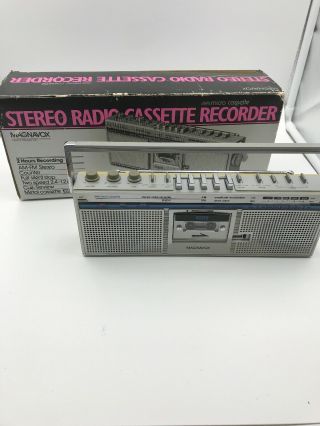Vintage Magnavox D 8011 Stereo Radio Micro Cassette Recorder Metal Am Fm Sw Rare