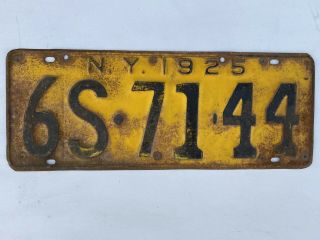 Barn Find Antique Automobile Vintage 1925 York License Plate 25 Ny.  6s 71 44