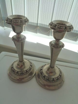 Pair Vintage Ianthe Silver Plated Candlesticks / Candle Holders Made In England