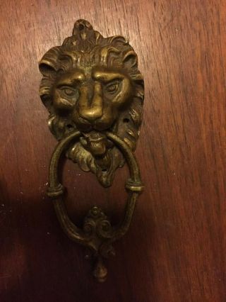 Vintage Brass Door Knocker,  Lion Head
