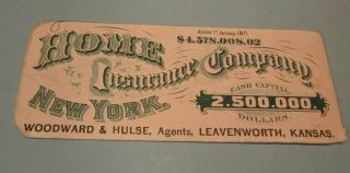 Antique Home Insurance Company York Advertising Blotter Leavenworth Ks Agent