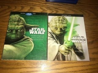 Star Wars Prequel Trilogy Episode 1 2 3 Blu - Ray Dvd Set Rare Holiday Slipcover