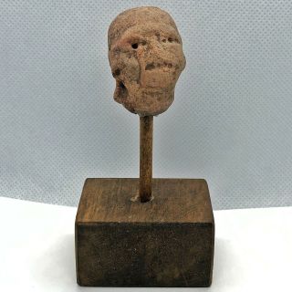 300 - 800 Ad Pre Columbian Face Clay Pottery Head — Mexico Guerrero Region — Rare