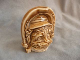 antique porcelain piggy bank money box spardose lucky horseshoe w cat dog 1900s 2