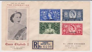 Gb Overprinted Tangier Stamps Rare First Day Cover 1953 Coronation Type 3