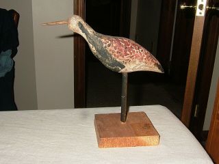 Vintage/antique Hand Carved Wood Shore Bird,  Folk Art,  8 3/4 "