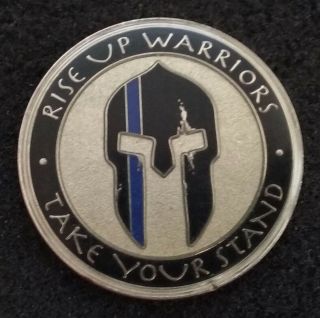 Rare Thin Blue Line Police Department Pd Rise Up Warriors Spartan Challenge Coin