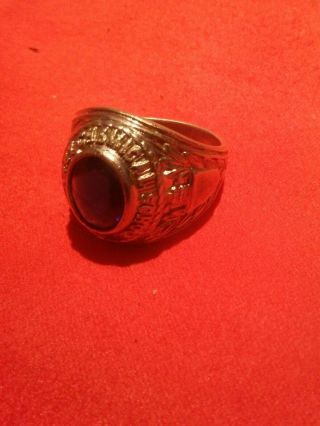 Rare Vintage Sterling Silver Us Army Chemical Corps Ring W/blue Stone Sz 10.  5 Sm