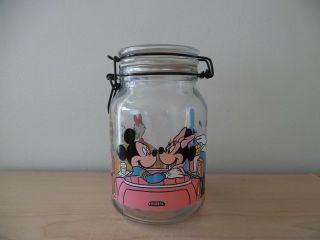 Vintage Disney Glass Mason Jar Mickey,  Minnie,  Goofy,  Donald & Daisy Rare Htf
