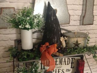 Primitive Halloween Fall Witch Hat Doll Shelf Sitter Decor