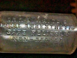 RARE LATE 1800 ' s DR R B WAITE ' S LOCAL ANAESTHETIC ANAESTHESIA MEDICINE BOTTLE 3
