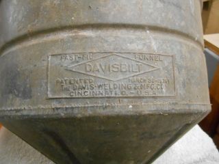 Antique Davisbilt Fast - Fill Funnel With Filter Pat.  1926