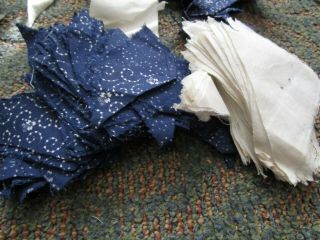 Early 1900 Antique Blue and White Quilt Patches and Quilting Material 2