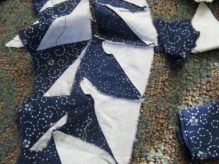 Early 1900 Antique Blue and White Quilt Patches and Quilting Material 3