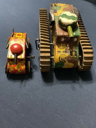 Rare Early Vintage Metal Toy Tanks Marx Wind Up Army Military 1940s