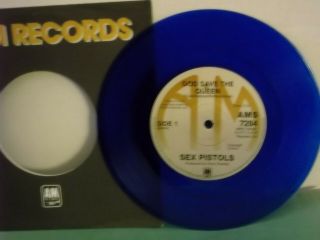 Sex Pistols,  A&m 7284,  " God Save The Queen ",  Uk,  7 " 45,  Blue Vinyl Reissue,  Rare,