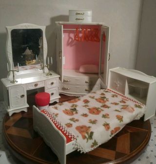 Ginny By Vogue Dolls,  Furniture Bed,  Wardrobe/dresser,  Vanity & Accessories