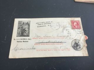 Antique Envelope/cover,  Dr.  A.  C.  Daniels,  Veterinary Medicine,  Horse,  Boston Terrier