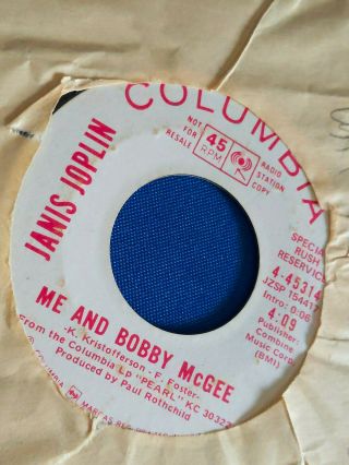 Janis Joplin 45 Me And Bobby Mcgee Columbia Promo 4 - 45314 Rare 1970