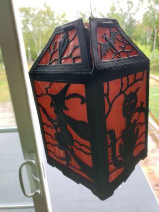 Rare Antique Halloween Pumpkin Witch Paper Mache Lantern Made In Germany