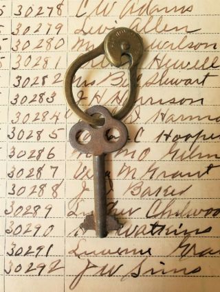 Antique G.  W Jopson Rotating Brass Key Ring Pat Nov 11 1879,  Key