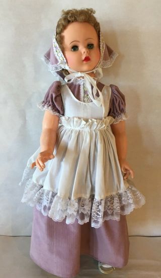 Vintage Playpal Type Doll Honey Blonde,  Blue Sleep Eyes,  30 " No Mrkgs Hdm Dress