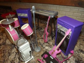 Barbie Vintage Jam N Glam Playset,  Drum Set Keyboard Guitar Karaoke Machine Work 2