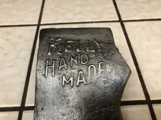 Rare Vintage Kelly Hand Made Raised Lettering Embossed Logo Axe Head 2
