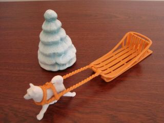 Lincoln Logs Rare White Dog Sled Set With Snow Covered Tree