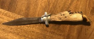 Rare Vintage A.  W.  Wadsworth And Son Deer Hoof Folding Pocket Knife