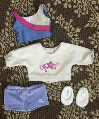 American Girl Doll Gymnastics Outfit 2 - In - 1 Practice Set Shirts,  Shorts,  Shoes