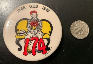 1948 Philadelphia Girls High School Theatre Ghs 100 Year Vintage Button Pin Rare