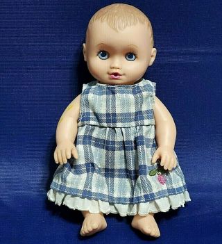 Vintage 1995 Lauer Toys Water Baby Doll Brown Hair Blue Eyes 9 "