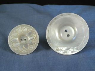 2x Pearl Antique Vintage Victorian Buttons Button Sewing Box Vintage Craft