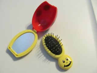 American Girl Bitty Twins Brush Set Rare Ladybug Hair Comb Mirror & Hair Care