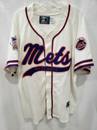 Rare Vintage 90s Ny York Mets Script Starter Baseball Jersey Mens Xl