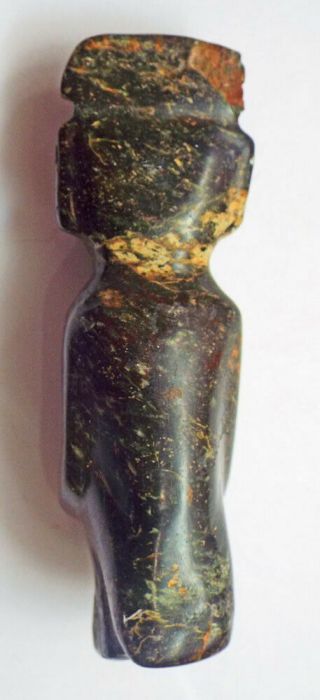 Ancient Pre - Colombian Mayan Aztec Deep Green Jade Figure 2