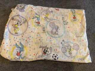 1992 Warner Bros Tiny Toons Adventures Twin Fitted Bed Sheet Rare