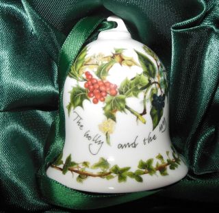 Portmeirion " Christmas Bell " The Holly And The Ivy Porcelain Ornament Rare/htf