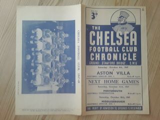 Chelsea V Aston Villa 4/10/1947 Rare 1940 