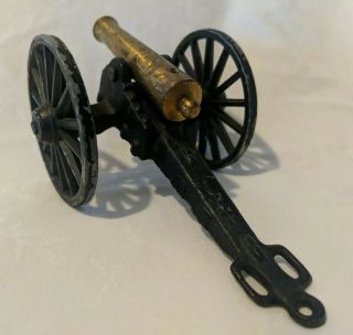 Vintage Antique Brass & Cast Iron Toy Cannon
