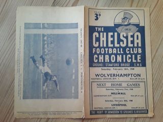 Chelsea V Wolves 14/2/1948 Rare 1940 
