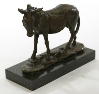 Rare Vintage Bronze Donkey Mule Statue Signed By French Artist Barye Decor